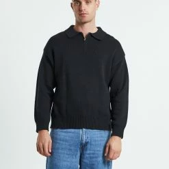 Arvust Relaxed Cable Knit Zip Through Jumper