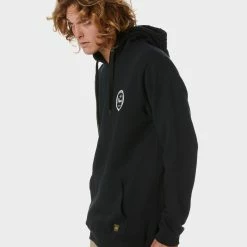 DEPACTUS Ledger Fleece Hood -RVCA shop BLACK MENS CLOTHING DEPACTUS HOODIES SWEATS D5224446BLK 3
