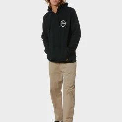 DEPACTUS Ledger Fleece Hood -RVCA shop BLACK MENS CLOTHING DEPACTUS HOODIES SWEATS D5224446BLK 5