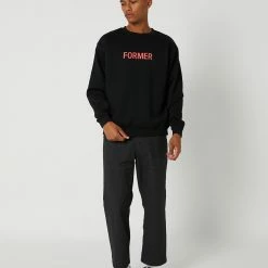Former Legacy Crew Black -RVCA shop BLACK MENS CLOTHING FORMER JUMPERS FFL 22401BLACK 5