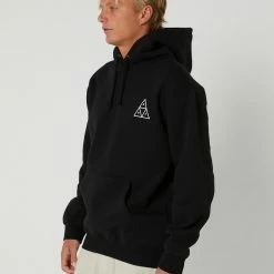 Huf Set Tt Pullover Hoodie -RVCA shop BLACK MENS CLOTHING HUF HOODIES PF00572 BLACK 3