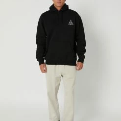Huf Set Tt Pullover Hoodie -RVCA shop BLACK MENS CLOTHING HUF HOODIES PF00572 BLACK 5