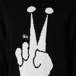 Stussy Peace Crown Knit Crew -RVCA shop BLACK MENS CLOTHING STUSSY KNITS CARDIGANS ST037305BLACK 4