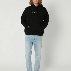Swell Lineup Hoodie Black -RVCA shop BLACK MENS CLOTHING SWELL HOODIES SWMS23226BLK 5