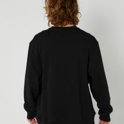 Thrills Workwear Embro Oversize Fit Crew -RVCA shop BLACK MENS CLOTHING THRILLS JUMPERS TW23 238BBLACK 3