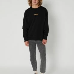 Thrills Workwear Embro Oversize Fit Crew -RVCA shop BLACK MENS CLOTHING THRILLS JUMPERS TW23 238BBLACK 5