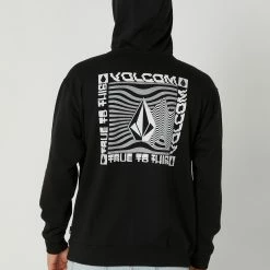 Volcom Strikehood Pullover Hoodie -RVCA shop BLACK MENS CLOTHING VOLCOM HOODIES A4142202BLK 3