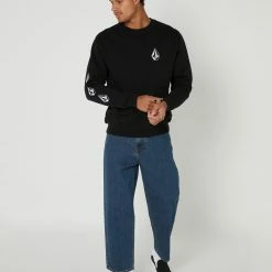 Volcom Iconic Stone Crew -RVCA shop BLACK MENS CLOTHING VOLCOM JUMPERS A4642200BLK 5