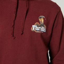 Thrills Death Coil Mens Pullover Hood -RVCA shop BLOOD RED MENS CLOTHING THRILLS HOODIES SWEATS TW22 243HBLRED 4