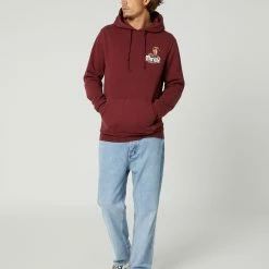 Thrills Death Coil Mens Pullover Hood -RVCA shop BLOOD RED MENS CLOTHING THRILLS HOODIES SWEATS TW22 243HBLRED 5