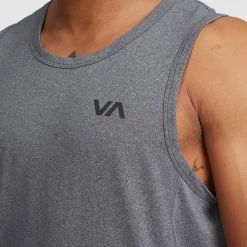RVCA Sport Vent Sl Tank -RVCA shop CHARCOAL HEATHER MENS CLOTHING RVCA SPORTSWEAR V9031RST CCH 5