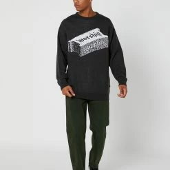 Worship Shattered Crew Knit -RVCA shop CHARCOAL MENS CLOTHING WORSHIP KNITS CARDIGANS WORW23 220GCHARC 5