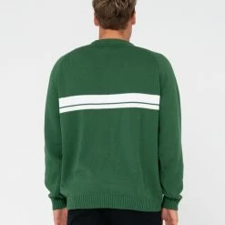 Rusty White Lines Knit Sweater -RVCA shop FAIRWAY GREEN MENS CLOTHING RUSTY KNITS CARDIGANS P23 CKM0376 FAY 1S 3