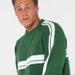 Rusty White Lines Knit Sweater -RVCA shop FAIRWAY GREEN MENS CLOTHING RUSTY KNITS CARDIGANS P23 CKM0376 FAY 1S 5