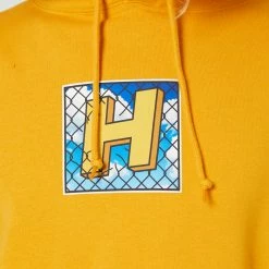 HUF Tresspass Pullover Hoodie -RVCA shop GOLD MENS CLOTHING HUF HOODIES PF00569 GOLD 4