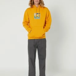 HUF Tresspass Pullover Hoodie -RVCA shop GOLD MENS CLOTHING HUF HOODIES PF00569 GOLD 5