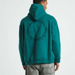 BLACK NOISE WHITE RAIN Embroidering Hoodie -RVCA shop GREEN MENS CLOTHING BLACK NOISE WHITE RAIN HOODIES 52525600026 3