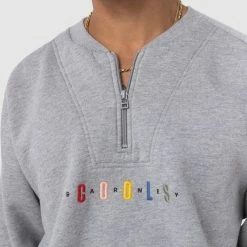 Barney Cools Athletique Sweatshirt Grey Melange 8 Barney Cools Athletique Sweatshirt Grey Melange -RVCA shop GREY MELANGE MENS CLOTHING BARNEY COOLS SWEATS 432 Q222 XS 4