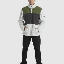 Billabong Boundary Mock Snap Pullover -RVCA shop GREY MENS CLOTHING BILLABONG JUMPERS UBYFT00222 GRY 5