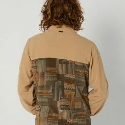 Rusty Shag Paneled Full Zip Fleece -RVCA shop LIGHT FENNEL MENS CLOTHING RUSTY JUMPERS FTM1057LFEN 3