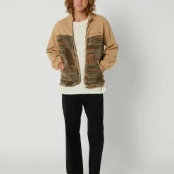 Rusty Shag Paneled Full Zip Fleece -RVCA shop LIGHT FENNEL MENS CLOTHING RUSTY JUMPERS FTM1057LFEN 5