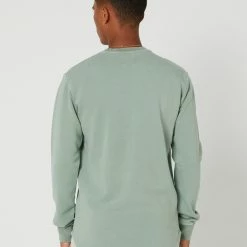 Silent Theory Curved Hem Crew -RVCA shop LIGHT GREEN MENS CLOTHING SILENT THEORY JUMPERS 40X0030LGRN 3