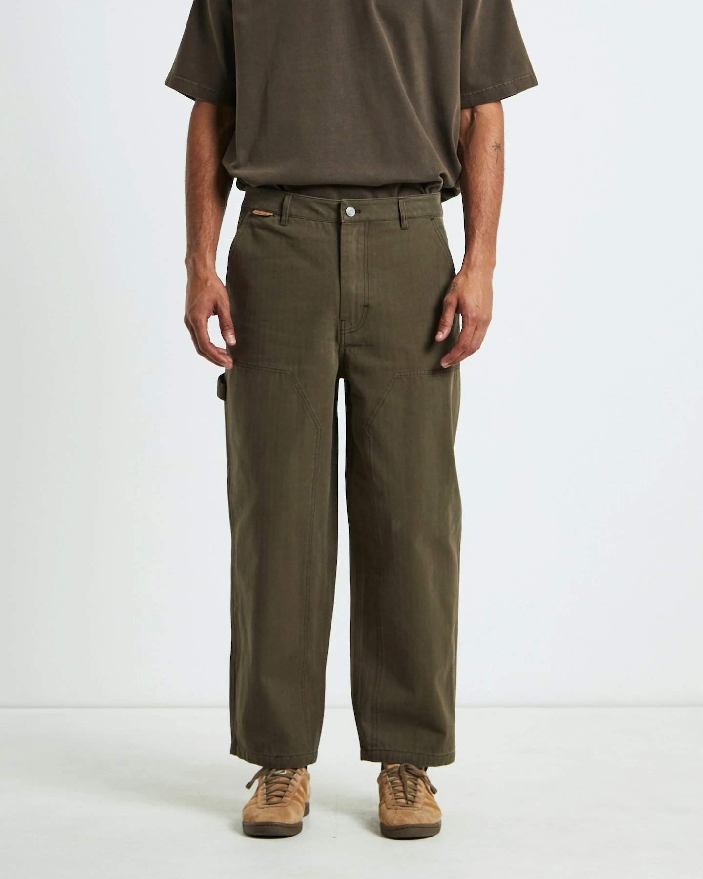 BLACK NOISE WHITE RAIN Herringbone Double Knee Pants 1 BLACK NOISE WHITE RAIN Herringbone Double Knee Pants