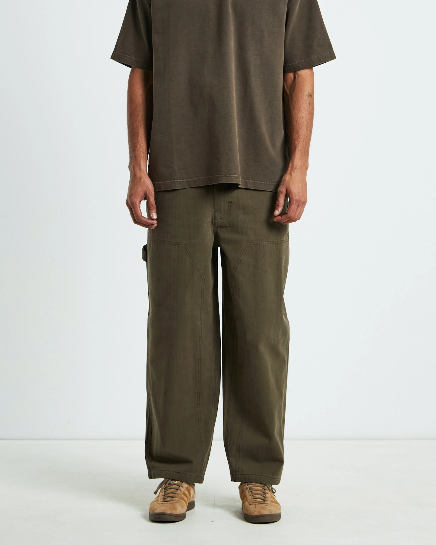 BLACK NOISE WHITE RAIN Herringbone Double Knee Pants 2 BLACK NOISE WHITE RAIN Herringbone Double Knee Pants - Image 2