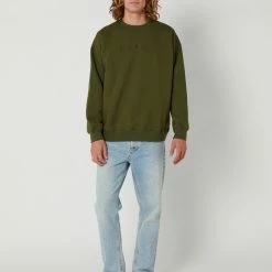 Swell Lineup Crew Olive 9 Swell Lineup Crew Olive -RVCA shop OLIVE MENS CLOTHING SWELL JUMPERS SWMS23227GRN 5