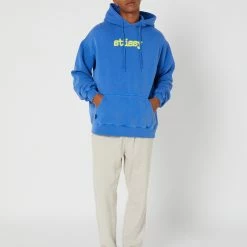 Stussy Typewriter 50-50 Hood -RVCA shop PIGMENT MID BLUE MENS CLOTHING STUSSY HOODIES ST037200PIGBLU 5