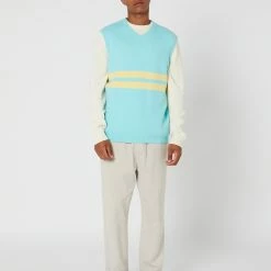 Stussy Brushed Stripe Knit Vest -RVCA shop SEA FOAM MENS CLOTHING STUSSY JACKETS ST036300SEAFO 5