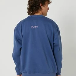 RIVVIA PROJECTS Rivvia Brain Growth Crew -RVCA shop SLATE BLUE MENS CLOTHING RIVVIA PROJECTS JUMPERS HOODIES RFL 23106SLBLU 3