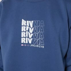 RIVVIA PROJECTS Rivvia Brain Growth Crew -RVCA shop SLATE BLUE MENS CLOTHING RIVVIA PROJECTS JUMPERS HOODIES RFL 23106SLBLU 4