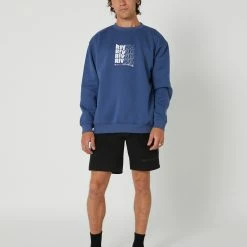 RIVVIA PROJECTS Rivvia Brain Growth Crew -RVCA shop SLATE BLUE MENS CLOTHING RIVVIA PROJECTS JUMPERS HOODIES RFL 23106SLBLU 5