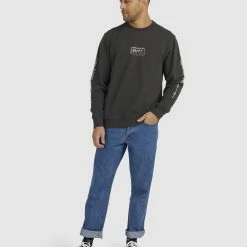 RVCA Pretty Sharp Crew 9 RVCA Pretty Sharp Crew -RVCA shop WASHED BLACK MENS CLOTHING RVCA JUMPERS UVYFT00175 WAA 5