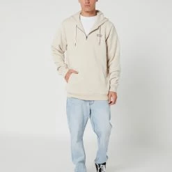 Swell Unite 1/4 Zip Fleece Hood -RVCA shop WHITE SAND MENS CLOTHING SWELL HOODIES SWEATS S5213445WHTSN 5
